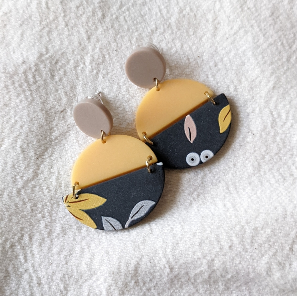 Handmade Polymer Semi-Circular Spring Earrings